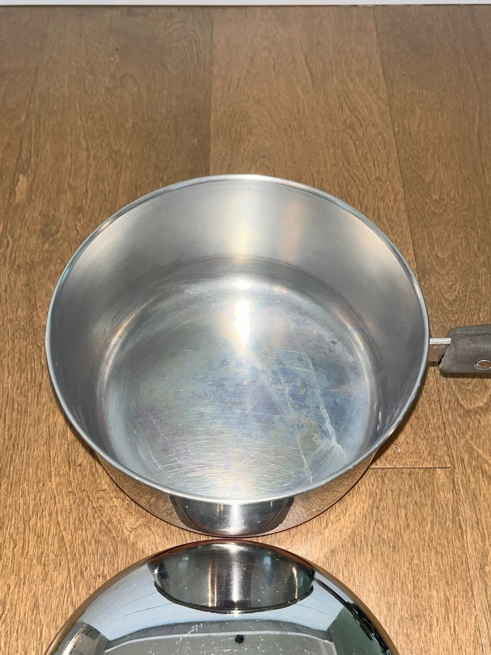 Vintage Revere Ware 1.5 Quart Stainless Steel / Copper Bottom Pot W/ Lid: 3973